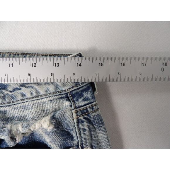 American Eagle Hi Rise Tom Boy Sz 4 Jeans Lace Light Wash Eyelet Y2K Distressed - Picture 14 of 16